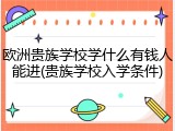 欧洲贵族学校学什么有钱人能进(贵族学校入学条件)