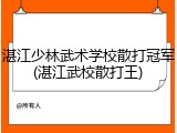 湛江少林武术学校散打冠军(湛江武校散打王)