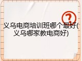 义乌电商培训班哪个最好(义乌哪家教电商好)