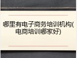 哪里有电子商务培训机构(电商培训哪家好)