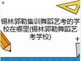 锡林郭勒集训舞蹈艺考的学校在哪里(锡林郭勒舞蹈艺考学校)