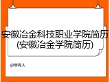 安徽冶金科技职业学院简历(安徽冶金学院简历)