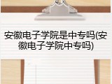 安徽电子学院是中专吗(安徽电子学院中专吗)