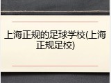 上海正规的足球学校(上海正规足校)