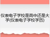 仪表电子学校是高中还是大学(仪表电子学校学历)