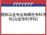 钢铁冶金专业有哪些专科学校(冶金专科学校)