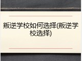 叛逆学校如何选择(叛逆学校选择)