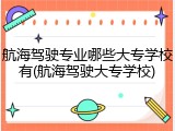 航海驾驶专业哪些大专学校有(航海驾驶大专学校)