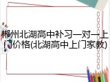 郴州北湖高中补习一对一上门价格(北湖高中上门家教)