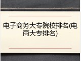 电子商务大专院校排名(电商大专排名)