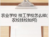 农业学校 技工学校怎么样(农校技校如何)
