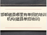 邯郸磁县哪里有单招的培训机构(磁县单招培训)
