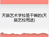 天籁艺术学校是干嘛的(天籁艺校用途)
