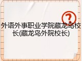 外语外事职业学院藏龙岛校长(藏龙岛外院校长)