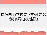临沂电力学校是民办还是公办(临沂电校性质)