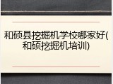 和硕县挖掘机学校哪家好(和硕挖掘机培训)