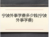 宁波外事学费多少钱(宁波外事学费)