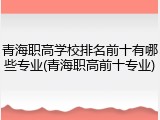 青海职高学校排名前十有哪些专业(青海职高前十专业)