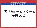 一万学费的贵族学校(贵族学费万元)
