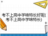 考不上高中学啥特长好呢(考不上高中学啥特长)