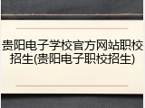 贵阳电子学校官方网站职校招生(贵阳电子职校招生)
