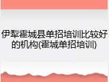 伊犁霍城县单招培训比较好的机构(霍城单招培训)