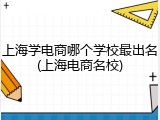 上海学电商哪个学校最出名(上海电商名校)