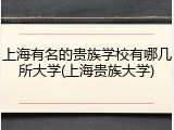 上海有名的贵族学校有哪几所大学(上海贵族大学)