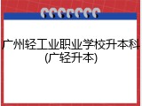 广州轻工业职业学校升本科(广轻升本)