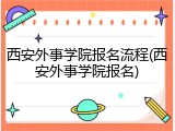 西安外事学院报名流程(西安外事学院报名)