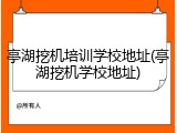 亭湖挖机培训学校地址(亭湖挖机学校地址)