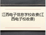 江西电子信息学校收费(江西电子校收费)