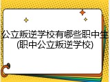 公立叛逆学校有哪些职中生(职中公立叛逆学校)