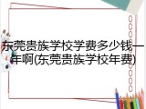东莞贵族学校学费多少钱一年啊(东莞贵族学校年费)