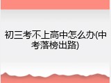 初三考不上高中怎么办(中考落榜出路)