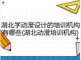 湖北学动漫设计的培训机构有哪些(湖北动漫培训机构)