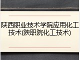 陕西职业技术学院应用化工技术(陕职院化工技术)