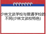 少林文武学校与普通学校的不同(少林文武校特色)