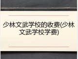 少林文武学校的收费(少林文武学校学费)