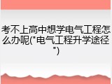 考不上高中想学电气工程怎么办呢("电气工程升学途径")
