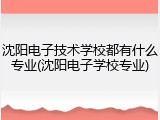 沈阳电子技术学校都有什么专业(沈阳电子学校专业)