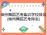 宿州舞蹈艺考集训学校排名(宿州舞蹈艺考排名)