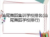 汕尾舞蹈集训学校排名(汕尾舞蹈学校排行)