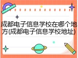 成都电子信息学校在哪个地方(成都电子信息学校地址)