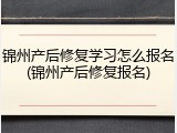 锦州产后修复学习怎么报名(锦州产后修复报名)