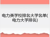 电力类学校排名大学名单(电力大学排名)