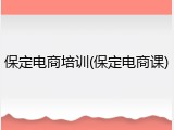 保定电商培训(保定电商课)