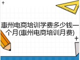 惠州电商培训学费多少钱一个月(惠州电商培训月费)