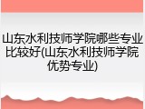 山东水利技师学院哪些专业比较好(山东水利技师学院优势专业)