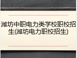 潍坊中职电力类学校职校招生(潍坊电力职校招生)